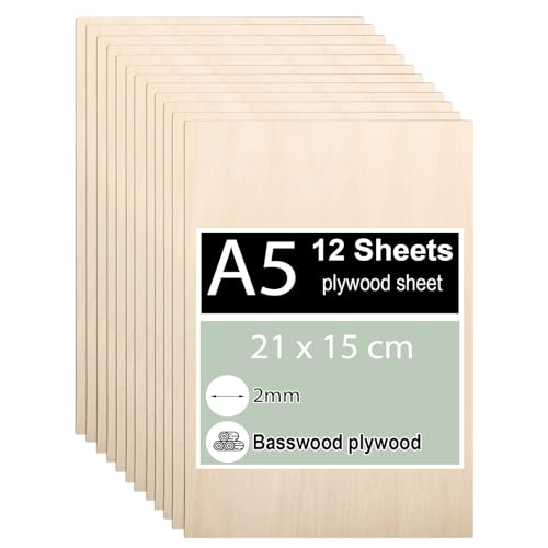 12 Stück Sperrholzplatte 2mm, A5 Sperrholz 21 x 15 cm, Linde Sperrholz, Dünne Holz-Zuschnitte, Holzplatten für für DIY Holzarbeiten, Laserbearbeitung, Brandmalerei, Modellbau, Deko, Gemälde 12 Stück Sperrholzplatte 2mm, A5 Sperrholz 21 x 15 cm, Linde Sperrholz, Dünne Holz-Zuschnitte, Holzplatten für für DIY Holzarbeiten, Laserbearbeitung, Brandmalerei, Modellbau, Deko, Gemälde von TAFONUP