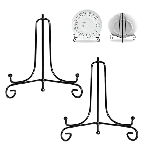 TAGMEIU Staffelei aus schwarzem Eisen, 10,2 cm, faltbarer Tellerhalter für Bilderrahmen, dekorative Teller, Fotos und Kunst, 2 Stück TAGMEIU Staffelei aus schwarzem Eisen, 10,2 cm, faltbarer Tellerhalter für Bilderrahmen, dekorative Teller, Fotos und Kunst, 2 Stück von TAGMEIU