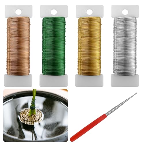 0,3mm x 150m/0,35mm x 50mBasteldraht Dünn, 4 Rollen Schmuckdraht Draht zum Basteln Blumendraht Wickeldraht Modellierdraht Floristendraht für Handwerk Schmuckherstellung Weihnachtsdeko (50 m/Rolle) von TAGOQUEN