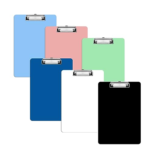 TAIANJI 6 Stück Klemmbretter A4 Kunststoff, klemmbrettmappe Clipboard Aufbewahrung von Papier Mehrfarbig für Schüler und Bürobedarf von TAIANJI