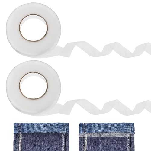 TAIANJI Saumband Set Zum Aufbügeln, 64 Meter Bügelband Weiß Saumband Ohne Nähen Breite 20mm Kürzen Ohne Nähen Mit Maßband Zum Aufbügeln für Vorhang, Stoff, Saum Hose von TAIANJI
