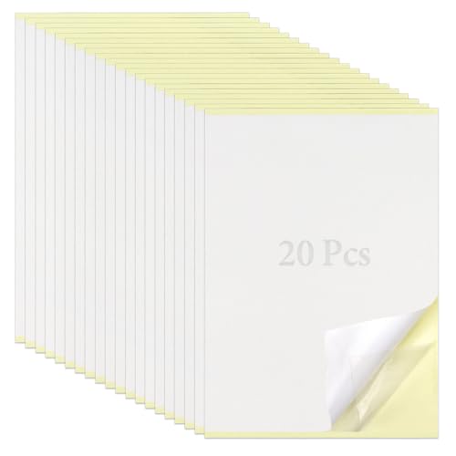 TAIANJI doppelseitiges Klebeband, transparentes Doppelseitiges Klebeblätter A4 Extra Stark Groß Klebeband Dünn Klebebandblätter Stoff mit Gelben Liner für Kunsthandwerk (20 Blatt, 29 x 21cm) von TAIANJI