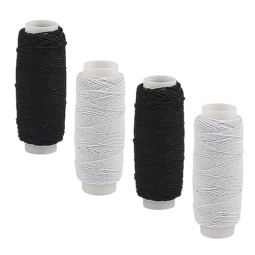 TAIANJI 4 Stück Elastizität Sewing Thread, Nähgarn Set Nylonfaden Elastisches Garn Schwarzes und Weißes Nähzubehör von TAIANJI