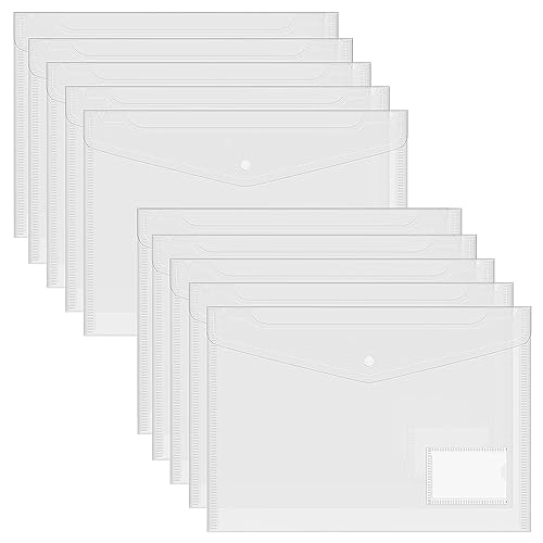 10 Stück Dokumententasche A4, Transparent Dokumentenmappe A4 mit Etikettentasche, Wasserdicht Sammelmappen für DokumenteOrganisierenDatei, Papier, Quittungen, Hausaufgaben, Schulbür 10 Stück Dokumententasche A4, Transparent Dokumentenmappe A4 mit Etikettentasche, Wasserdicht Sammelmappen für DokumenteOrganisierenDatei, Papier, Quittungen, Hausaufgaben, Schulbür von TAIHE