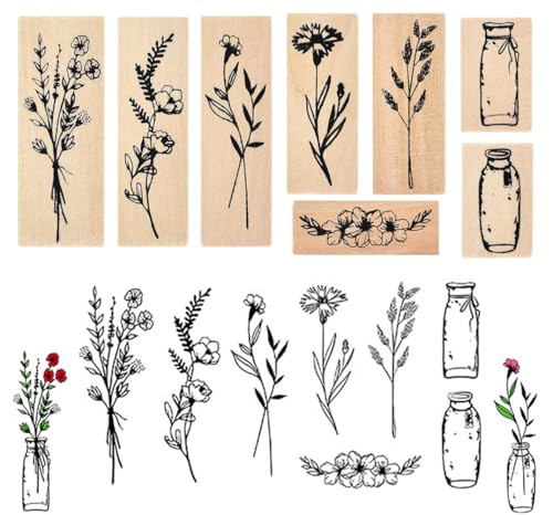 8 Stück Holzstempel, Vintage Stempel Blumen, Pflanze Mustern Stempelset, Natürliche Blumen Stempel Holz für Scrapbooks Journals Tagebücher Crafts DIY Karten 8 Stück Holzstempel, Vintage Stempel Blumen, Pflanze Mustern Stempelset, Natürliche Blumen Stempel Holz für Scrapbooks Journals Tagebücher Crafts DIY Karten von TAIHE