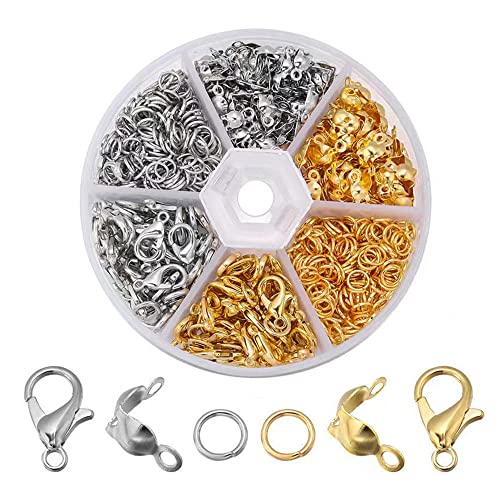 Kettenverschluss, 2 Farben Armband Verschluss Set, 40 Stück Karabiner Verschluss, 400 Stück Biegeringe und Crimpenden, Schmuck Verschlüsse für DIY Armband Schmuckherstellung Kettenverschluss, 2 Farben Armband Verschluss Set, 40 Stück Karabiner Verschluss, 400 Stück Biegeringe und Crimpenden, Schmuck Verschlüsse für DIY Armband Schmuckherstellung von TAIHE
