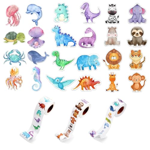 TAIHOBO Sticker Kinder Dinosaurier Tiermuster, 1500 Stück Sticker Tiere in 24 Motiven, Sticker Schule Belohnungssticker Lehrer Zubehör, Sticker Entzückende Cartoon für Kinder TAIHOBO Sticker Kinder Dinosaurier Tiermuster, 1500 Stück Sticker Tiere in 24 Motiven, Sticker Schule Belohnungssticker Lehrer Zubehör, Sticker Entzückende Cartoon für Kinder von TAIHOBO