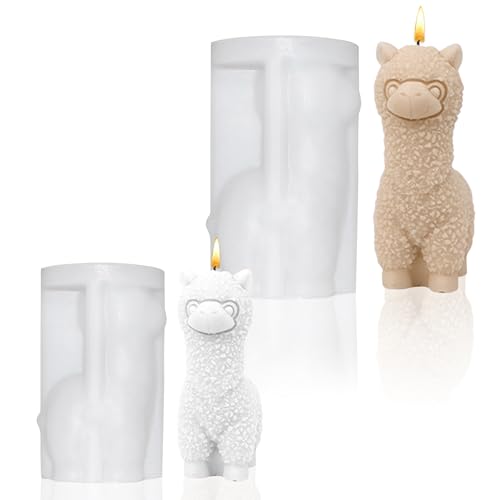 TAIHOBO Alpaka Silikonformen Gießformen, 2 Stück Alpaka Gießformen Silikon, 3D Schaf Kerzenform Silikon für Geschenk Handwerk, Alpaka Silikonform für DIY Seife Gips und Sojawachs Kerzen von TAIHOBO