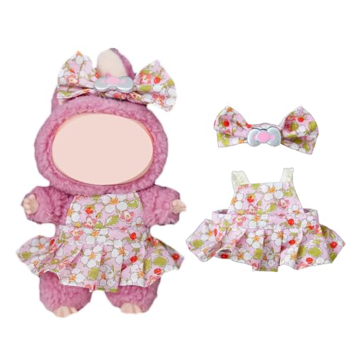 2-teilige Kleidung für Labubu (keine Puppe), handgefertigtes Liberty-Stoffkleid und Schleifen-Set für 17 cm große Puppen, süßes Outfit-Zubehör (PAYSANNE-Blume) von TAILORMAP