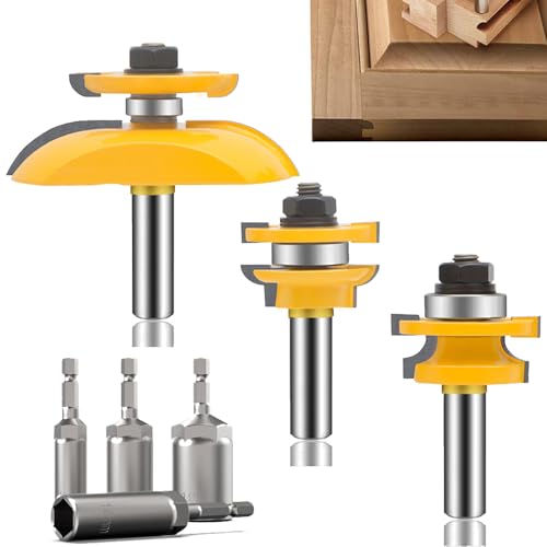 TAIWAIN Nut- und Federfräser-Bit-Set, 1/4-Zoll-Schaft, wendbares Gelenk-Holzbearbeitungsschneider, Holzkarbid-Schneidwerkzeug für Dichteplatten, Massivholz, MDF, Spanplatte (F-LE5) von TAIWAIN-BRAND