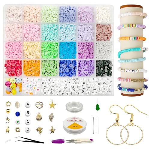 6000 Stück Perlen für Armbänder, Perlen Armbänder Selber Machen, 24 Farben 6mm Polymer Clay Perlen Set, Perlen zum Auffädeln für Herstellung DIY Schmuck, Friendship Bracelet Kit 6000 Stück Perlen für Armbänder, Perlen Armbänder Selber Machen, 24 Farben 6mm Polymer Clay Perlen Set, Perlen zum Auffädeln für Herstellung DIY Schmuck, Friendship Bracelet Kit von TAIXING