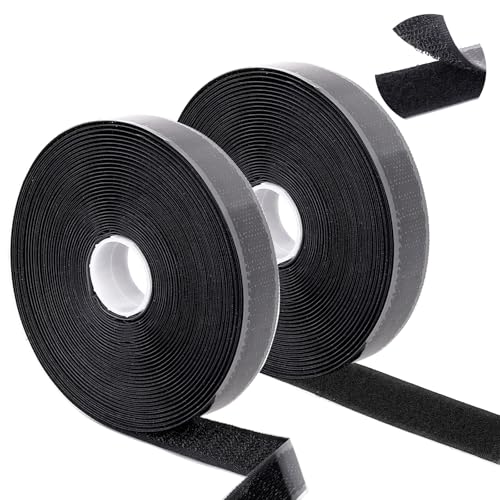 Klettband Selbstklebend Extra Stark, 10M x 20mm Klettverschluss Selbstklebend, Doppelseitig Klebende Klettverschluss Band, Zuschneidbar, für Haushalt, DIY, Camping(Schwarz) von TAIXING