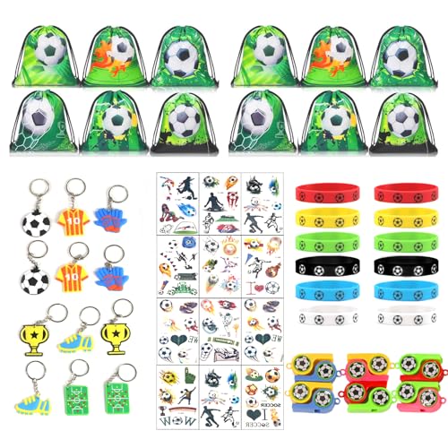 TAIXING 60 Stück Fußball Party Mitgebsel Kindergeburtstag, Fußball Mitgebsel Fussball Deko Geburtstag Kinder mit Kordelzug Taschen, Schlüsselanhänger, Tattoo Aufkleber, Trillerpfeife, Silikonarmband TAIXING 60 Stück Fußball Party Mitgebsel Kindergeburtstag, Fußball Mitgebsel Fussball Deko Geburtstag Kinder mit Kordelzug Taschen, Schlüsselanhänger, Tattoo Aufkleber, Trillerpfeife, Silikonarmband von TAIXING