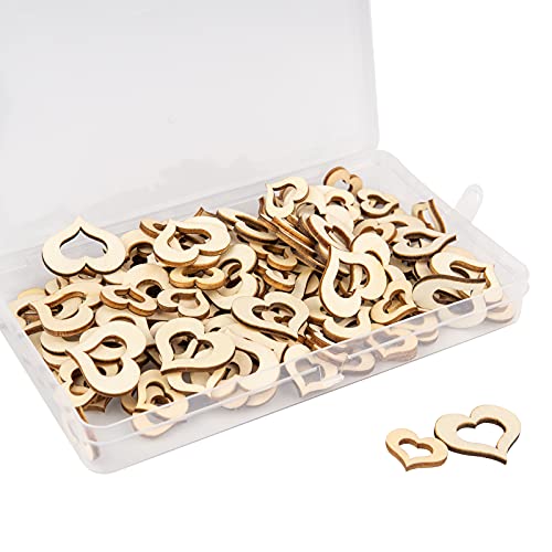 TAIYOU 150 Stück Hohl Holzherzen Klein Holzherzen Mini Wooden Hearts Holzherzen Streudeko Holz Herz Verschönerungen Holzscheiben Deko zum Basteln für DIY Handwerk Verzierungen Tischdeko 2cm 3cm von TAIYOU