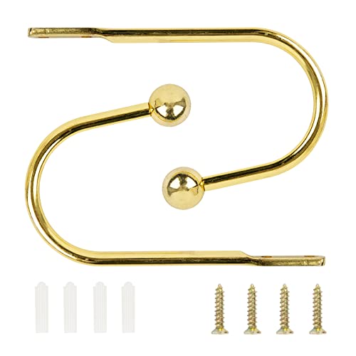 TAIYOU 2 Stück Raffhalter Gardinen Metall Vorhang Raffhalter Haken Dekorativer Wandmontage Raffhaken für Schlafzimmer Wohnzimmer Bäder Küchen Büros Esszimmer Cafés Gold Runder Kopf von TAIYOU