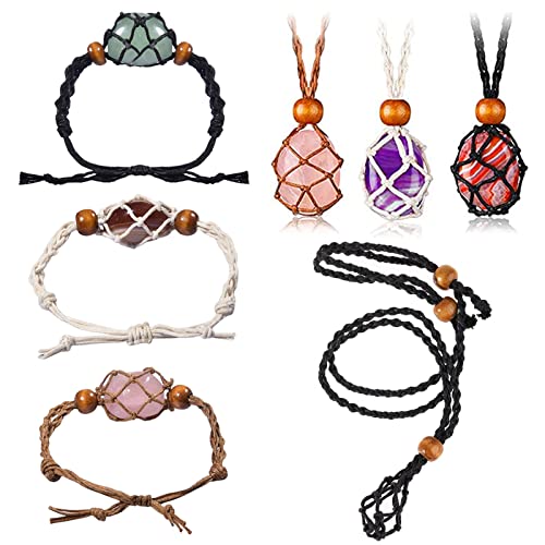 TAIZER 6 Stücke Halskette Schnur Leerer Steinhalter Verstellbare Retro Geflochtene Steinhalter Halskette Rohstein Ersatz DIY Käfig Fischnetz Halskette Schnur Quarz Kristall Stein Halskette Schnur TAIZER 6 Stücke Halskette Schnur Leerer Steinhalter Verstellbare Retro Geflochtene Steinhalter Halskette Rohstein Ersatz DIY Käfig Fischnetz Halskette Schnur Quarz Kristall Stein Halskette Schnur von TAIZER