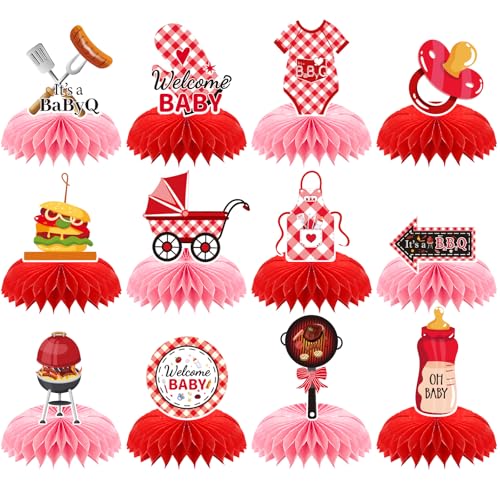 Takealooko Babyparty-Dekorationen – 12 Stück, BabyQ Dusche, Grill, Wabendekoration, Hamburger, Grillwurst, Sommer, Outdoor, Picknick, Grillparty, Tischdekoration, Zubehör Takealooko Babyparty-Dekorationen – 12 Stück, BabyQ Dusche, Grill, Wabendekoration, Hamburger, Grillwurst, Sommer, Outdoor, Picknick, Grillparty, Tischdekoration, Zubehör von TAKEALOOKO