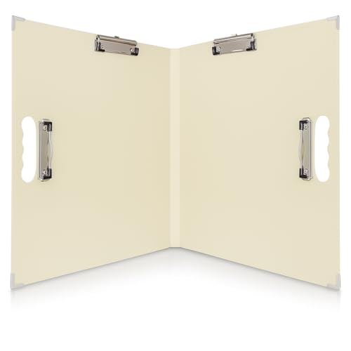 45,7 x 61 cm Klemmbrett – Faltbares 45,7 x 61 cm & Zeichenbrett – 28 x 17 Klemmbrett, 4 Clips, Eckenschutz, tragbares Kunstportfolio, Architekturordner, 28 x 43 cm, Portfolio-Ordner (Beige) von TAKERYS