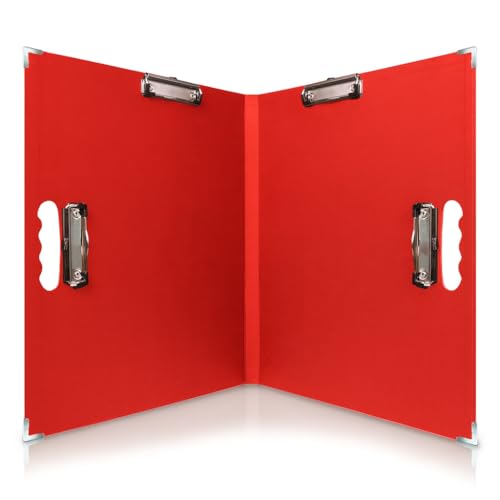 Klemmbrett, 45,7 x 61 cm, faltbar, 45,7 x 61 cm, Faltbar auf 28 x 17 Klemmbrett, 4 Clips, Eckenschutz, tragbares Kunstportfolio, Architekturordner, 28 x 43 cm, Portfolio (rot) von TAKERYS