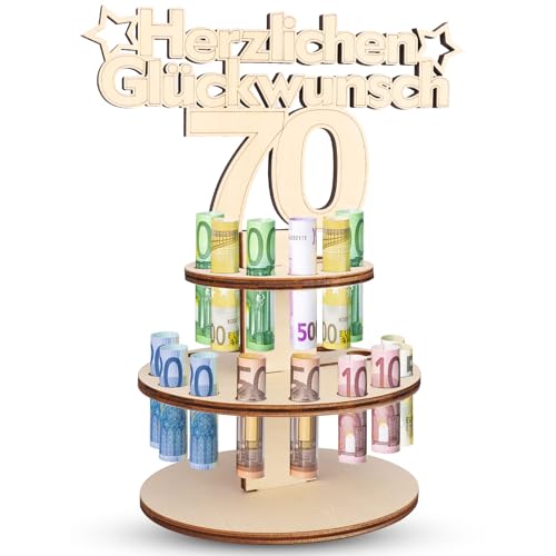 TAKUZA Geldgeschenke Geburtstag 70 Holz, Originelle Holz-Schild Gästebuch, Geschenke zum 70.Geburtstag Mann Frau, Geschenk zum 70.Geburtstag, 70. Geburtstag Geldgeschenk für Freunde, Familie von TAKUZA