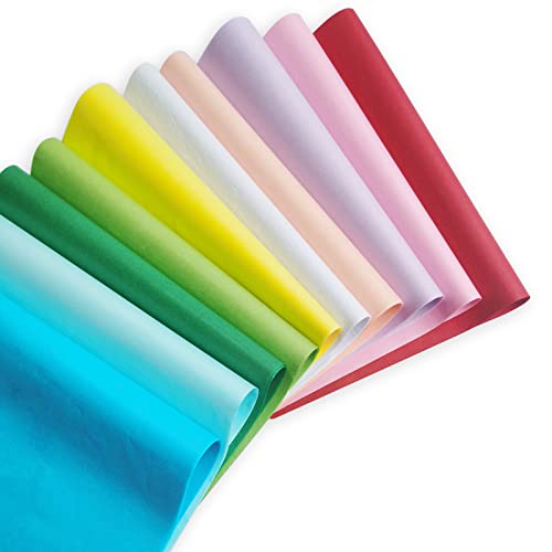 TAKUZA Seidenpapier 200 Blatt, 10 Farben A4 Bastelpapier Skizzen und Zuschnitt Papier, Seidenpapier Verpackungsmaterial, Seidenpapier zum Verpacken, Herstellung von Papierblumen, Pompons von TAKUZA