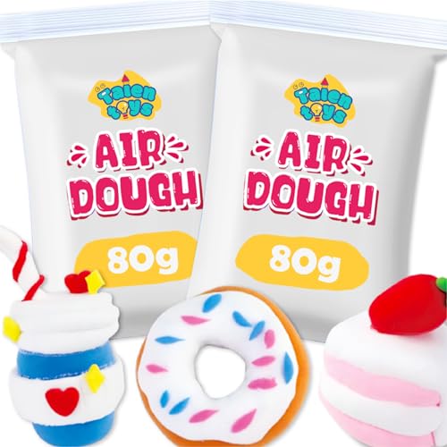 AIR DOUGH 160G Nachfüllung Kinder Knete Set Kinderknete Modelliermasse Lufttrocknend Ton Set Für Kinder Knetmasse Plastilin Für Kinder Foam Clay Polymer Clay Spielzeug Mädchen - Weiß von TALENTOYS