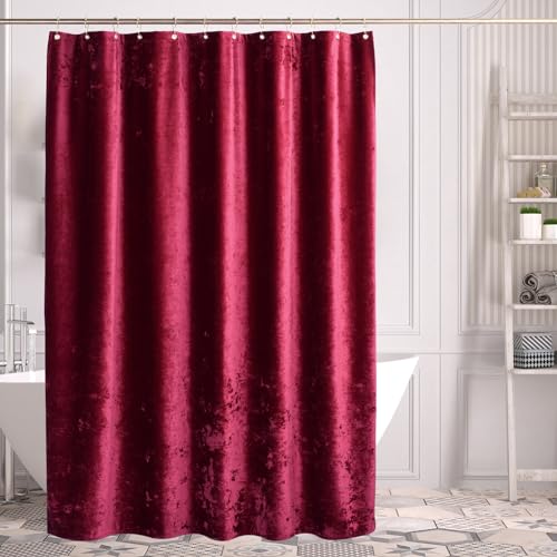 TAMGHO Roter Duschvorhang für Badezimmer, luxuriöser Pannesamt, Duschvorhang-Set mit goldfarbenen Deko-Metallhaken, maschinenwaschbar, dicker Stoff, Burgunderrot, 183 x 183 cm TAMGHO Roter Duschvorhang für Badezimmer, luxuriöser Pannesamt, Duschvorhang-Set mit goldfarbenen Deko-Metallhaken, maschinenwaschbar, dicker Stoff, Burgunderrot, 183 x 183 cm von TAMGHO