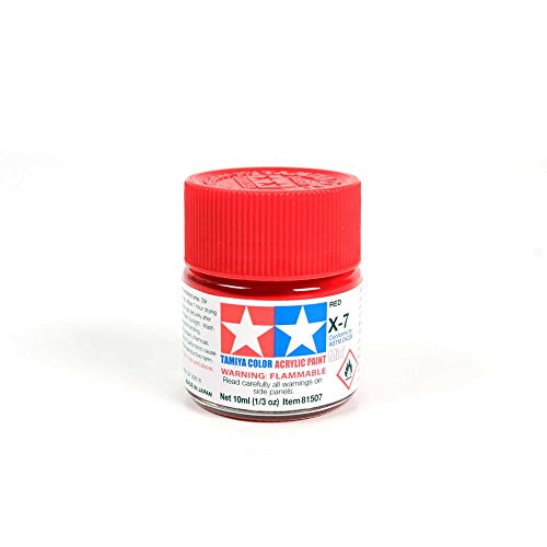 Tamiya 81507 – Acrylfarbe, Mini, Gloss rot, Flasche mit 10 ml, X-7 von TAMIYA