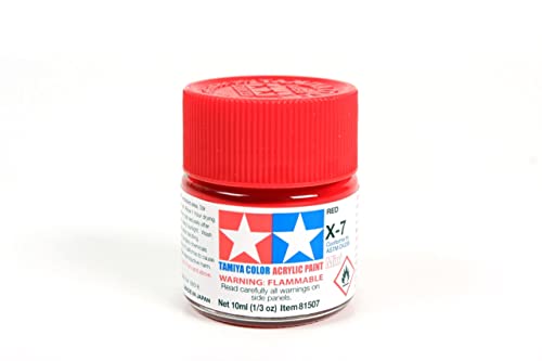 Tamiya 81507 – Acrylfarbe, Mini, Gloss rot, Flasche mit 10 ml, X-7 von TAMIYA