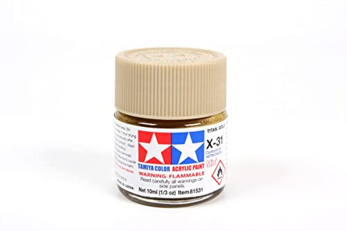 Tamiya 81531 - Acrylfarbe Mini, Gold Titan, 10 ml, X-31 von TAMIYA