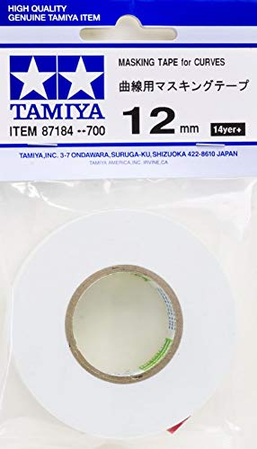Tamiya 87184 Masking 12mm/20m f. Rundungen, Modellbau-Zubehör, Bastelwerkzeuge,Tape, Maskingtape, hochwertiges Modellbauzubehör,300087184, 12 mm / 20 m von TAMIYA