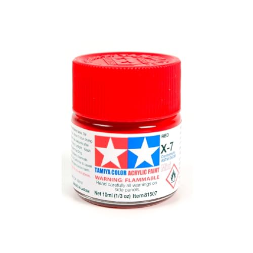 Tamiya 81507 – Acrylfarbe, Mini, Lipgloss, Rot, Flasche mit 10 ml, X-7 von TAMIYA