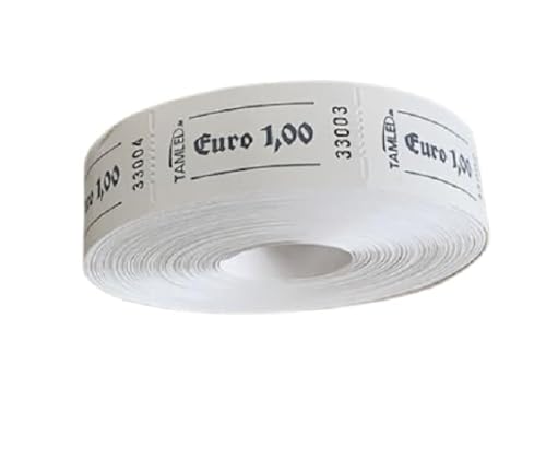 TAMLED Bonrolle Euro 1,00 weiß 1 Rolle mit 1000 perforierten Abrissen fortlaufend nummeriert Gastromarken Festival Getränke Verpflegung Events Firmenveranstaltung Volksfest Vereinsfest Wertmarke von TAMLED