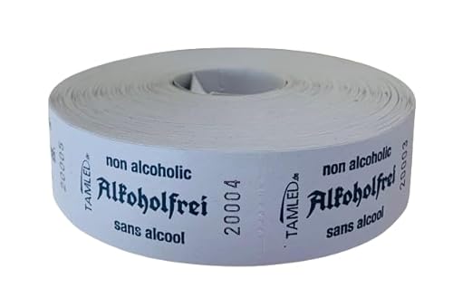 Bonrolle alkoholfrei grau - 1000 perforierte Abrisse Wertmarken von TAMLED