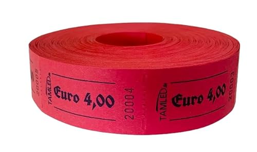 TAMLED Bonrolle Euro 4,00 rot - 1000 perforierte Abrisse von TAMLED