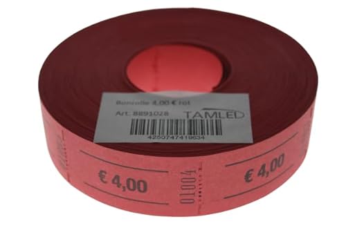 TAMLED Bonrolle Euro 4,00 rot - 1000 perforierte Abrisse von TAMLED