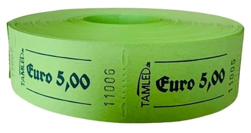 TAMLED Bonrolle Euro 5,00 grün - 1000 perforierte Abrisse von TAMLED