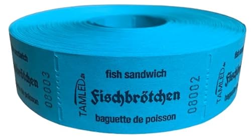 TAMLED Bonrolle Fischbrötchen blau dreisprachig 1000 Abrisse perforiert fortlaufend nummeriert Gastro Festival Speisen Verpflegung Events Veranstaltung Volksfest Verein Wertmarke Essen Jahrmarkt TAMLED Bonrolle Fischbrötchen blau dreisprachig 1000 Abrisse perforiert fortlaufend nummeriert Gastro Festival Speisen Verpflegung Events Veranstaltung Volksfest Verein Wertmarke Essen Jahrmarkt von TAMLED
