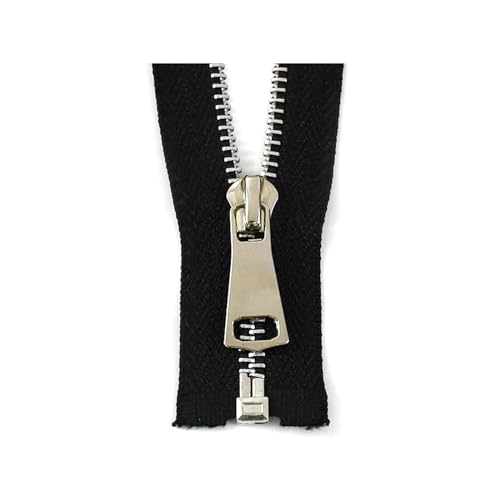 TAMSNDL Reißverschluss 1 Stück 5# Metallreißverschluss, offene Reißverschlüsse for Jacken, Mäntel, Taschen, Kleidung, Reißverschluss-Reparaturset, Nähzubehör (grau, 120 cm)(Black,80cm) von TAMSNDL
