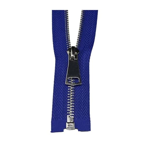 TAMSNDL Reißverschluss 1 Stück 5# Metallreißverschluss, offene Reißverschlüsse for Jacken, Mäntel, Taschen, Kleidung, Reißverschluss-Reparaturset, Nähzubehör (grau, 120 cm)(Blue,50cm) von TAMSNDL