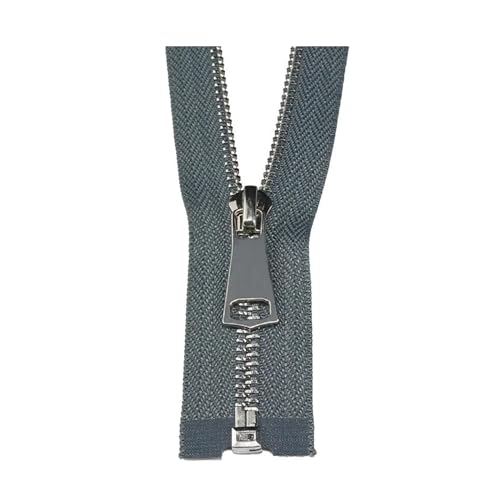 TAMSNDL Reißverschluss 1 Stück 5# Metallreißverschluss, offene Reißverschlüsse for Jacken, Mäntel, Taschen, Kleidung, Reißverschluss-Reparaturset, Nähzubehör (grau, 120 cm)(Gray,120cm) von TAMSNDL