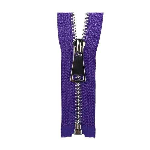 TAMSNDL Reißverschluss 1 Stück 5# Metallreißverschluss, offene Reißverschlüsse for Jacken, Mäntel, Taschen, Kleidung, Reißverschluss-Reparaturset, Nähzubehör (grau, 120 cm)(Purple,70cm) von TAMSNDL