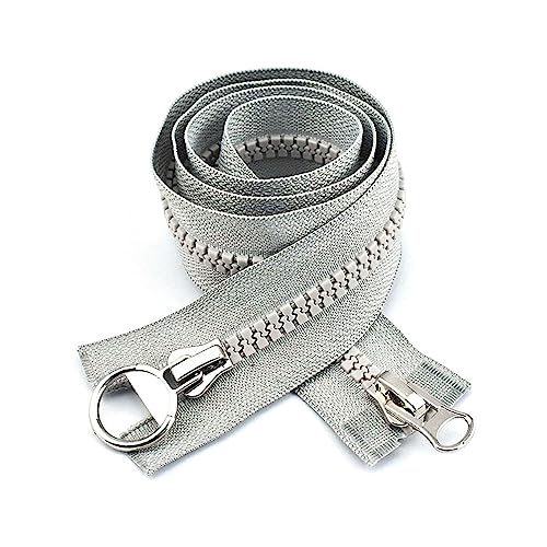 TAMSNDL Reißverschluss 1 Stück 8# Harzreißverschlüsse, offener Reißverschluss, DIY-Nähjacke, Mantelreißverschluss, Zelt, Schneider-Nähzubehör (rot, 100 cm)(Gray,85cm) von TAMSNDL