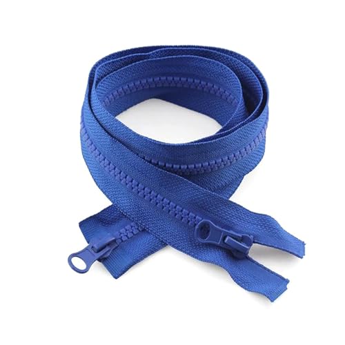 TAMSNDL Reißverschluss 2 Stück 5# Doppelschieber-Reißverschluss aus Kunstharz, offene Reißverschlüsse, Zubehör for Kleidung, Jacken, Nähreparatur (weiß, 120 cm)(Blue,100cm) von TAMSNDL