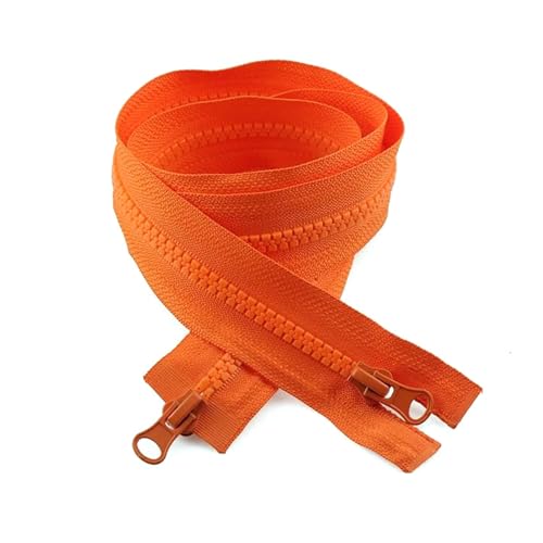 TAMSNDL Reißverschluss 2 Stück 5# Doppelschieber-Reißverschluss aus Kunstharz, offene Reißverschlüsse, Zubehör for Kleidung, Jacken, Nähreparatur (weiß, 120 cm)(Orange,150cm) von TAMSNDL