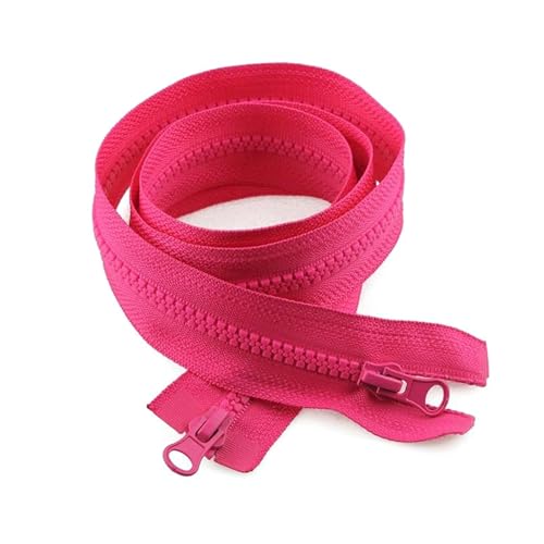 TAMSNDL Reißverschluss 2 Stück 5# Doppelschieber-Reißverschluss aus Kunstharz, offene Reißverschlüsse, Zubehör for Kleidung, Jacken, Nähreparatur (weiß, 120 cm)(Pink,100cm) von TAMSNDL