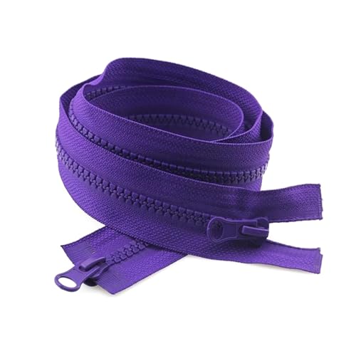 TAMSNDL Reißverschluss 2 Stück 5# Doppelschieber-Reißverschluss aus Kunstharz, offene Reißverschlüsse, Zubehör for Kleidung, Jacken, Nähreparatur (weiß, 120 cm)(Purple,90cmn) von TAMSNDL