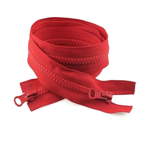 TAMSNDL Reißverschluss 2 Stück 5# Doppelschieber-Reißverschluss aus Kunstharz, offene Reißverschlüsse, Zubehör for Kleidung, Jacken, Nähreparatur (weiß, 120 cm)(Red,120cm) von TAMSNDL