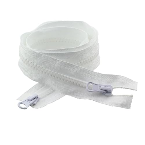 TAMSNDL Reißverschluss 2 Stück 5# Doppelschieber-Reißverschluss aus Kunstharz, offene Reißverschlüsse, Zubehör for Kleidung, Jacken, Nähreparatur (weiß, 120 cm)(White,80cm) von TAMSNDL
