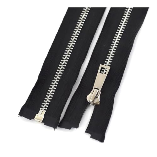 TAMSNDL Reißverschluss 2 Stück 5# Metallreißverschlüsse, offener Reißverschluss, for Manteljacken, Ersatzreißverschlüsse, Nähzubehör (weiß, 80 cm)(Black,70cm) von TAMSNDL